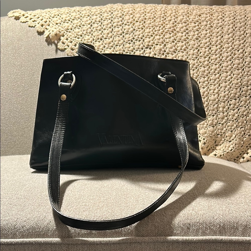 Vintage Valentina Black Leather Handbag
